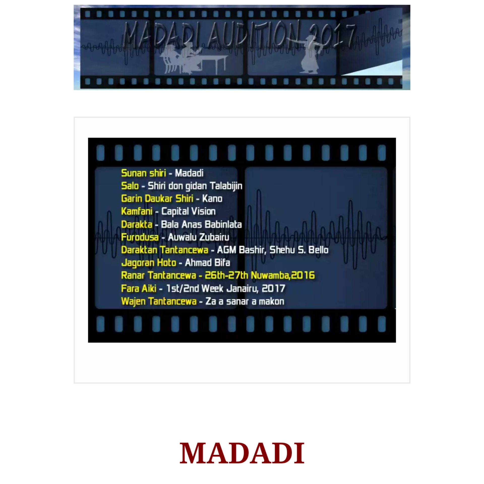 MADADI  Audition Gives You The Chance To Become an Actor